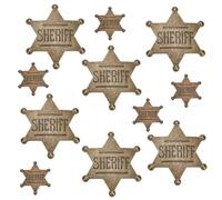 WEBEEDY 12 Pcs Vintage Sheriff Badge Adult 2 Size Sheriff Star Badge Police Brooch Cop Badge Pin for Cowboy Costume Adult, Cop Costume Accessories, Halloween Cosplay Party, Clothes Decoration