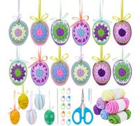WEBEEDY 12 Sets DIY Easter Crochet Egg Kit for Adults Beginners Easter Egg Ornaments Crochet Starter Kits with Instruction, Yarns, Tools, Learn to Crochets Kits DIY Knitting Craft Supplies Gift