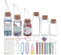 WEBEEDY 12 Sets DIY Potion Making Kit 3 Sizes Mini Glass Bottles with Cork Complete Magic Potion Kit Include Sparkling Powder Glitter Beads Sticker Waxed Thread, for Party Home Decor Birthday Gift