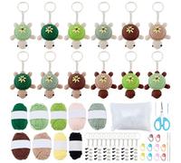 WEBEEDY 12 Sets DIY Turtle Crochet Keychain Kit for Adults Beginners, Animal Crochet Starter Kit with Video Tutorials, Yarn, Eye, Hook, DIY Knitting Supplies Christmas Handmade Craft Decor Gift