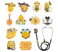 WEBEEDY 12 Styles Bee Stethoscope Charms for Nurse Doctor, Adjustable Animal Stethoscope ID Tag Accessories Cute Pediatric Medical Stethoscopes Label for Medical Worker Nursing Graduation Gift