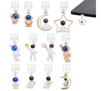 WEBEEDY 12 Styles Dust Plug Charm with Astronaut Pendants Type-C Charging Port Anti Dust Plug Delicate Dust Plugs for Most Type C Phone USB C Charging Port Phone Accessories Unique Birthday Gift