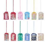 WEBEEDY 12 Styles Japanese Omamori Amulets Handmade Blessing Lucky Charm Amulet Good Luck Hanging Sachets for Car Purse Bag Travel Home Decor Christmas Birthday Gift(Assorted Color)