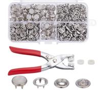 WEBEEDY 120 Sets Pearl Snaps Metal Snap Button Kit with Fastener Tool for Fabric, Stainless Steel Fabric Snaps and Fasteners Kit for for Clothing, Shirts, Purse, Bag, Leather Crafting, Jackets