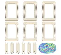 WEBEEDY 13 Pcs Mini Wood Weaving Loom Kit Small Wooden Weaving Tool Set with 6 Looms,6 Shuttles & 50g Yarn for Adults Beginners,Wood Loom Craft Kit for DIY Crochet Knitting Tapestries Coasters Rugs