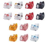WEBEEDY 14 PCS 7 Styles Lucky Cat Beads Ceramic Maneki Neko Fortune Cat Beads Porcelain Lucky Cat Loose Spacer Bead Mini Bead Bulk for Bracelets Necklace Keychains DIY Jewelry Crafts,2.1x1.5cm