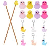 WEBEEDY 14 Pcs Colorful Duck Knitting Needle Stoppers and Duck Stitch Markers Silicone Needle Point Protectors Fit Size 2-3mm/0.08-0.12" Needles, for Knitting Crocheting Accessories Craft Projects