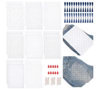 WEBEEDY 144 PCS Sashiko Embroidery Pattern Set 8 Styles Water Soluble Embroidery Transfer Stencils with Thread and Needles Reusable Geometric Pattern Template for Sewing Hand Quilting(210x297mm)