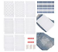 WEBEEDY 144 PCS Sashiko Templates Embroidery Set 8 Styles Water Soluble Embroidery Transfer Stencils with Thread and Needles Reusable Geometric Pattern Stabilizers for Hand Sewing(210x297mm)