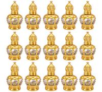 WEBEEDY 15 Pcs Glass Empty Holy Water Oil Bottles 0.35 Floz/10ml Golden Refillable Container with Crown Lid, Vintage Small Roll on Bottles for Essential Oil Home Baptism Favors Communion Church Gift