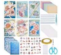 WEBEEDY 15 Sets Card Making Kits for Adults Summer Theme Handmade Greeting Card and Envelope Kits for Friends Teachers Summer Parties Happy Birthday Holiday Wedding Thanksgiving Invitation