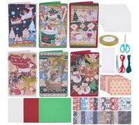 WEBEEDY 15 Sets DIY Christmas Card Making Kits Handmade Christmas Tree Snowflakes Greeting Cards with Blank Cards & Envelopes for Adult Beginners Birthday Christmas Invitation Paper Craft Gift