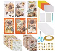 WEBEEDY 15 Sets DIY Greeting Card Kit Handmade DIY Card Making Kits Includes 15 Blank Cards 15 Envelopes for Craft,Sunflower Thank You Cards for Christmas Birthday Wedding Invitation