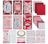 WEBEEDY 15 Sets DIY Valentine's Day Card Making Kit for Adults Handmade 3 Colors Blank Card Kits with Matching Envelopes Make Your Own Card with Heart Stickers Valentine's Day Party Supplies