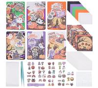 WEBEEDY 15 Sets Halloween Card Making Kit DIY Spooky Greeting Cards Craft Set with Blank Cards & Envelopes, 50 Halloween Stickers for Birthday Holiday Party Handmade Card Invitation Gift