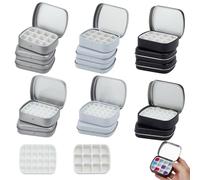 WEBEEDY 15 Sets Mini Watercolor Tin Box 12 and 24 Well Portable Paint Palette with Lid Portable Metal Travel Watercolor Palette for Outdoor Sketching Christmas Unique Gifts Art Class, 6x4.8x1.5 cm