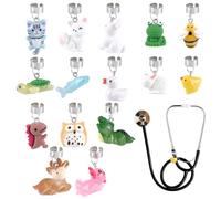 WEBEEDY 15 Styles Animals Stethoscope Charms Tag for Nurse, Cute Cat Turtle Rabbit Personalized Stethoscope Pendants Accessories for Doctor Nursing Student Medical Workers Christmas Holiday Decor Gift
