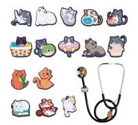 WEBEEDY 15 Styles Cat Stethoscope Charms Tag for Nurse, Adjustable Kitty Stethoscope Label Adorable Animal Charms to Personalize Your Stethoscopes for Doctor Medical Worker Nursing Graduation