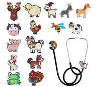 WEBEEDY 15 Styles Cute Animals Stethoscope Charms Tag for Nurse, Adjustable Stethoscope Label Charms Accessories ID Tag Gifts for Doctor Nursing Student Medical Workers Christmas Decor