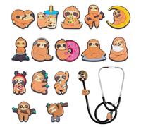 WEBEEDY 15 Styles Stethoscope Charms Orange Sloth Stethoscope ID Tag Gift for Nurse Doctor, Cute Pediatric Medical Stethoscopes Accessories for Doctor Medical Worker Nursing Graduation