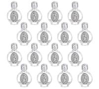 WEBEEDY 16 Pcs Embossed Holy Water Bottles 0.5 oz/15ml Empty Holy Water Containers with Silver-Toned Lid,Small Glass Bottles for Home Wedding Halloween Easter Baptism Party Decoration Church Favors