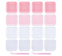 WEBEEDY 16 Pcs Fuse Beads Picking Trays with 2 Tweezers, 2.6mm Small Bead Organizer Beading Tool 4 Colors Bead Sorting Trays for Melty Beads Enthusiasts DIY Art Craft, 5x5 cm Tray