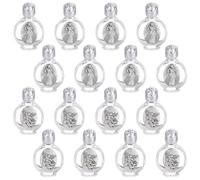 WEBEEDY 16 Pcs Glass Holy Water Bottles 0.5oz/15ml Empty Embossed Holy Water Containers Church Blessing Decorations Bottles with Lid,Portable Church Favors Religious Gift for Easter Baptism,2 Styles