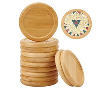 WEBEEDY 16 Pcs Round Bamboo Coasters for Mosaic Crafts Blank Base Serving Tray Craft Coaster Mats for DIY Mosaic Projects Home Decoration Gift Table Protection, Diameter 8 cm