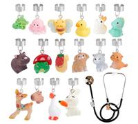 WEBEEDY 16 Styles Animals Stethoscope Charms for Nurse, Adjustable Cute Stethoscope ID Name Tags for Nurses Doctors Medical Work Personalized Identification Decoration Gift Accessories