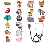 WEBEEDY 18 Styles Animals Stethoscope Charms for Nurse, Cute Adjustable Stethoscope ID Name Tags Gift Personalized Accessories for Doctor Nursing Student Medical Workers Christmas Decor Gift