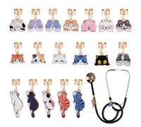 WEBEEDY 18 Styles Cat Stethoscope Charm Personalized, Adjustable Kitty ID Name Tags Accessories for Doctor Nurse Medical Workers Nursing Students Cute Stethoscope Jewelry Graduation Gift