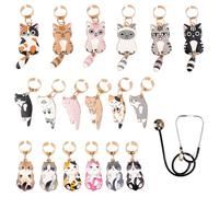 WEBEEDY 18 Styles Cat Stethoscope Charms for Nurse Accessory, Adjustable Personalized Stethoscope Charms Accessories ID Name Tag for Peds Nurse Doctor Assistant Medical Workers Jewelry Making Supplies