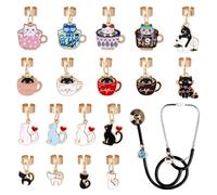 WEBEEDY 18 Styles Cat Stethoscope Charms for Nurse Doctor, Adjustable Kitty ID Name Tags Adorable Animal Charms Accessories to Personalize Your Stethoscope for Medical Students Nursing Graduation Gift