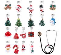 WEBEEDY 18 Styles Christmas Stethoscope Charms for Nurse Doctor, Nurse Santa Snowman Pendants Charm Stethoscope Decoration Accessories for Doctor Nursing Students Festive Holiday Decor Gift