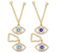 WEBEEDY 2 Colors Evil Eye Hat Brooch Pins 4 Styles Mexico Shining Diamond Hat Brooch with Chain Lucky Eye Brooch Decoration for Christmas, Easter Thanksgiving Party Sports Events Gift(Purple,Blue)