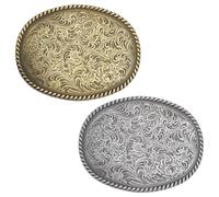 WEBEEDY 2 Colors Floral Engraved Belt Buckle Vintage Western Belt Buckles Flower Buckles for Cowboy Costume Suit Jeans Men Women Leather Belts Tie, 8.4x6.5cm