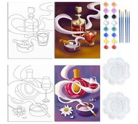 WEBEEDY 2 Pack 8x10 Pre Drawn Canvas Painting Kit Wine Bottles Stretched Canvas Painting for Adults Painting and Sip Party Supplies Outdoor Parties Valentine's Day Birthday Gifts,20x25cm