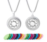 WEBEEDY 2 Pack Aromatherapy Essential Oil Diffuser Necklace Sunflower Stainless Steel Locket Pendant with 25 Inch Chain for Women Men Christmas Valentine's Day Mother's Day Birthday Jewelry Gift