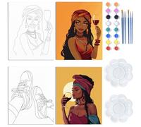 WEBEEDY 2 Pack Canvas Painting Kit for Adults, Paint and Sip Kit Pre Drawn Canvas to Paint 20x25cm Pre Drawn Canvases for Painting for Adults Chic Art Set Painting Supplies for Artists Christmas Party