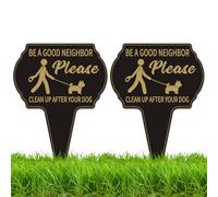 WEBEEDY 2 Pack Clean Up After Your Dog Sign Durable Aluminium Garden Yard Sign No Pooping Dog Signs for Yard Weatherproof Outdoor Signs with Stake for Lawn Garden Outdoor Use, 25x35cm