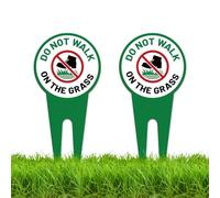 WEBEEDY 2 Pack Do Not Walk on Grass Yard Sign Aluminium Keep Off Grass Signs for Yard, Double Sided Weatherproof Outdoor Sign with Stake for Garden Lawn Pack, Green, 15x30cm