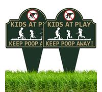 WEBEEDY 2 Pack Double Sided Kids at Play Keep Poop Away Signs No Pooping Dog Signs for Yard with Stakes, Weatherproof Aluminum Please Keep Dogs Off Grass Signs for Yard Garden Lawn, 25x35cm
