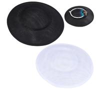 WEBEEDY 2 Pack Large Linen Fascinator Hat Base Mesh Millinery Hat Craft Making Supplies for Costume Wedding Cocktail Party Headpiece Crafting Accessory, 27x26x10 cm(Black & White)
