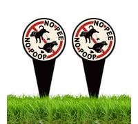 WEBEEDY 2 Pack No Pee or Poop Dog Signs for Yard with Stake, Double Sided Metal No Peeing & No Pooping Dog Signs Weatheproof Aluminum Dont Pee Here Dogs Sign for Yard Lawn Grass Outdoor Use, 15x30cm
