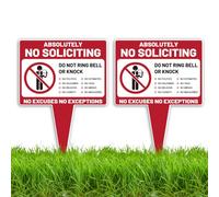 WEBEEDY 2 Pack No Soliciting Sign for Front House, Double Sided Garden Signs Absolutely No Soliciting-Do Not Ring Bell Or Knock Yard Signs with Spake for House Yard Garden Grass, 25x35cm