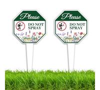 WEBEEDY 2 Pack No Spray Signs Double Side Yard Signs with Spake, Please Do Not Spray Thank You Sign for Yard Lawn Garden, 15x30cm Rustproof Aluminium Keep Off Grass Lawn Sign for Outdoor Use