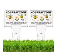 WEBEEDY 2 Pack No Spray Zone Yard Sign Funny Flower Bee Pattern Do Not Spray Keep Off the Signs for Yard with Stakes, Weatherproof Aluminum Lawn Sign No Pesticides Signs for Lawn Garden Grass, 25x35cm