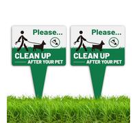 WEBEEDY 2 Pack Please Clean Up After Your Dog Signs Double Sided Yard Sign with Stakes, Aluminium No Pooping Dog Signs Pick Up After Your Pet Outdoor Sign for Yard Grass Lawn Garden, 25x35cm