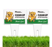 WEBEEDY 2 Pack Please Clean Up After Your Dog Signs for Yard with Stakes, Weatherproof Funny No Dog Fouling Signs Pick Up After Your Dogs Keep Off The Grass Sign for Yard Grass Lawn Garden, 25x35cm