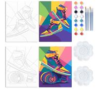 WEBEEDY 2 Pack Pre Drawn Canvas for Painting Couples Sneakers Paint Party Kits Date Night Games for Adults Paint and Sip Kit Christmas Valentine's Day Birthday Decor Gift, 20x25 cm